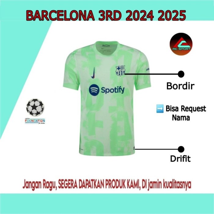 Jual Jersey bola Barcelona 3rd Terbaru Musim 2024 2025 Kualitas Terbaik ...